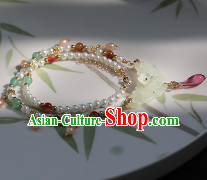 Chinese Traditional Hanfu Accessories Ancient Princess Jade Necklace for Women