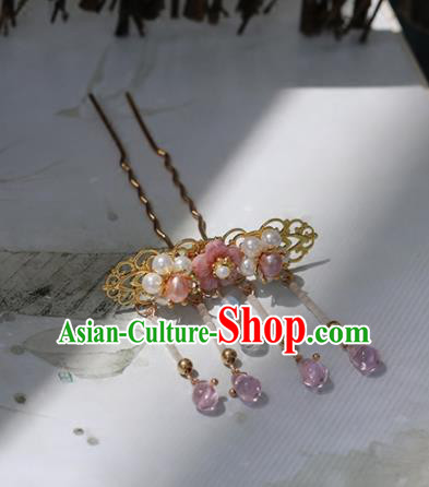 Chinese Ancient Princess Flower Hairpins Traditional Hanfu Hair Accessories for Women