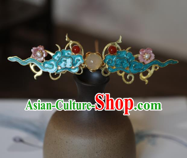Chinese Ancient Princess Tassel Chalcedony Hairpins Traditional Hanfu Hair Accessories for Women