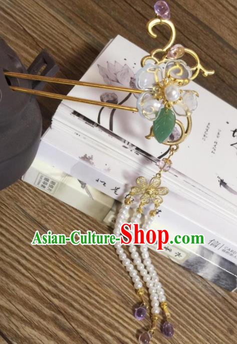 Chinese Ancient Princess Beads Tassel Hairpins Traditional Hanfu Hair Accessories for Women