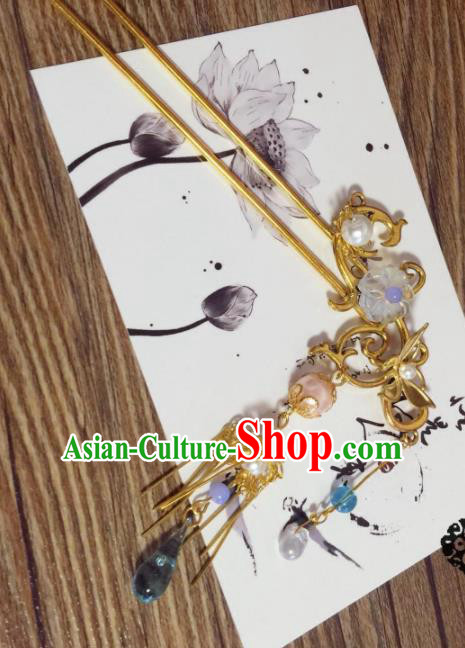Chinese Ancient Princess Tassel Golden Hairpins Traditional Hanfu Hair Accessories for Women