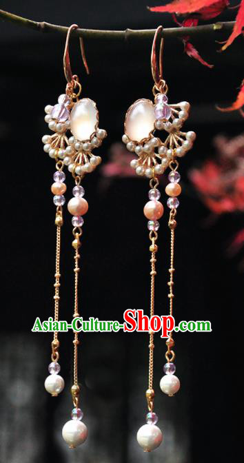Chinese Traditional Hanfu Jewelry Accessories Ancient Princess Pine Tassel Earrings for Women