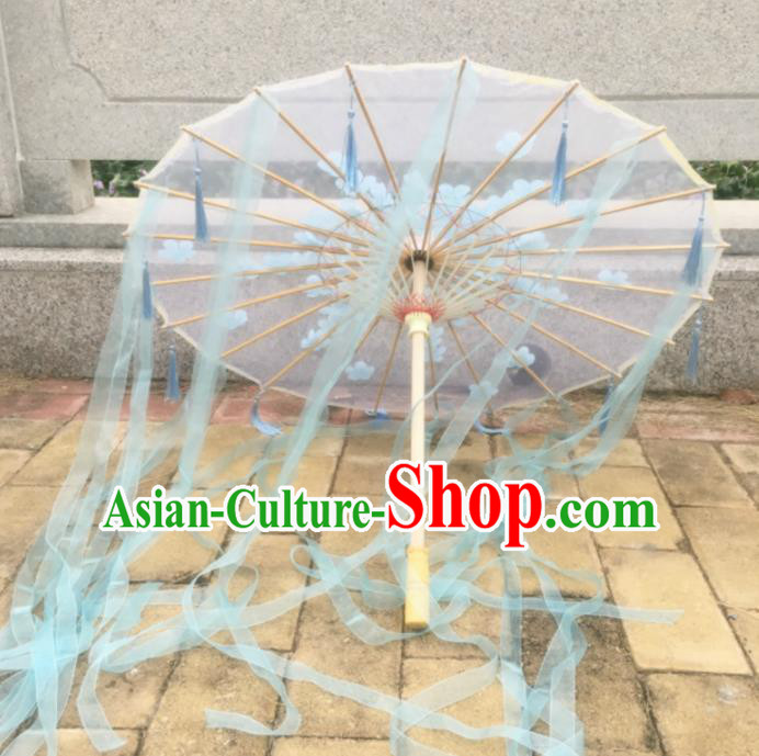 Chinese Ancient Princess Ribbon Umbrella Traditional Handmade Silk Umbrellas for Women
