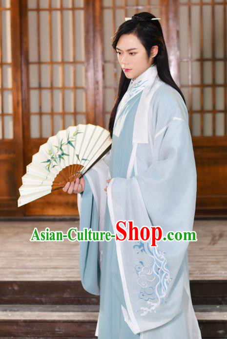 Traditional Chinese Jin Dynasty Nobility Childe Historical Costume Ancient Swordsmen Hanfu Clothing for Men