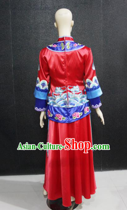 Chinese Traditional Minority Nationality Wedding Red Dress Ethnic Folk Dance Costume for Women