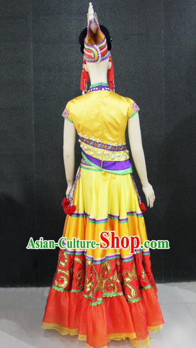 Chinese Traditional Yao Nationality Wedding Dress Ethnic Folk Dance Costume for Women