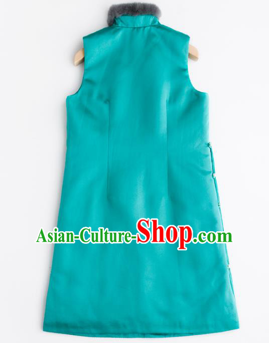 Traditional Chinese National Costume Tang Suit Green Waistcoat for Women