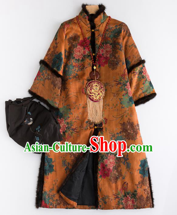 Chinese Traditional Tang Suit Cotton Padded Coat National Costume Upper Outer Garment for Women