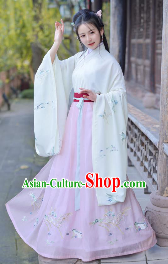 Chinese Ancient Apsara Princess Traditional Hanfu Dress Jin Dynasty Palace Historical Costume for Women