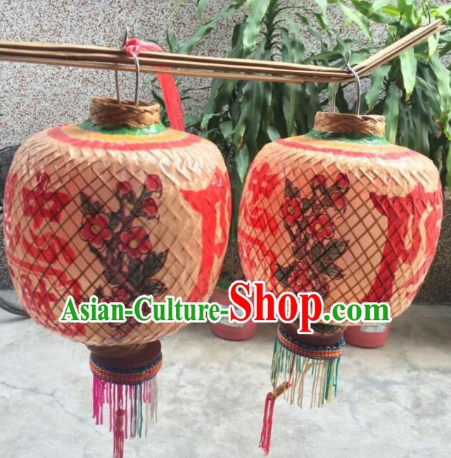 Chinese Traditional Bamboo Weaving Lantern Handmade Dragon Pattern Palace Lanterns