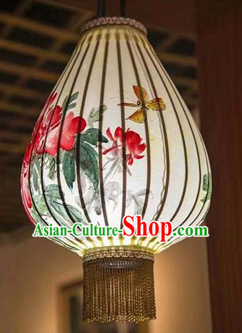 Chinese Traditional Ink Painting Peony Butterfly Lantern Handmade New Year Palace Lanterns