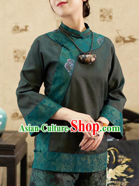 Chinese Traditional National Costume Tang Suit Upper Outer Garment Embroidered Blouse for Women