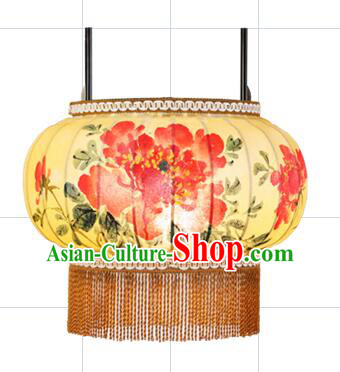 Chinese Traditional Hanging Lantern Handmade Painting Peony Palace Lanterns