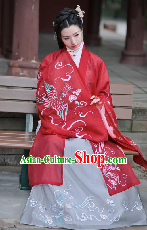 Chinese Traditional Embroidered Hanfu Dress Ancient Ming Dynasty Palace Princess Historical Costume for Women