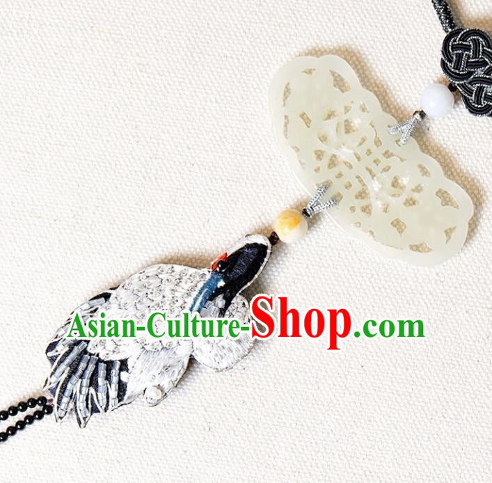 Chinese Traditional Jewelry Accessories Classical Jade Carving Tassel Necklace for Women