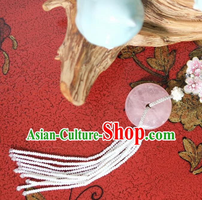 Chinese Traditional Accessories Classical Rose Chalcedony Tassel Necklace for Women