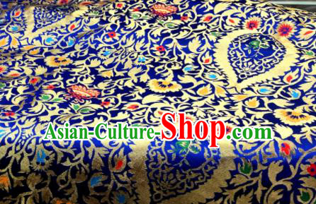 Chinese Traditional Buddhism Pattern Design Royalblue Brocade Silk Fabric Tibetan Robe Fabric Asian Material
