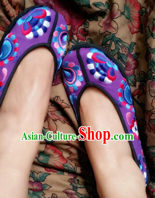 Chinese National Purple Shoes Traditional Cloth Shoes Hanfu Shoes Embroidered Shoes for Women