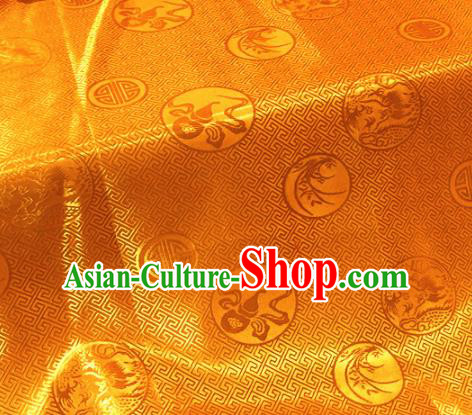 Chinese Traditional Buddhism Calabash Orchid Pattern Design Golden Brocade Silk Fabric Tibetan Robe Satin Fabric Asian Material