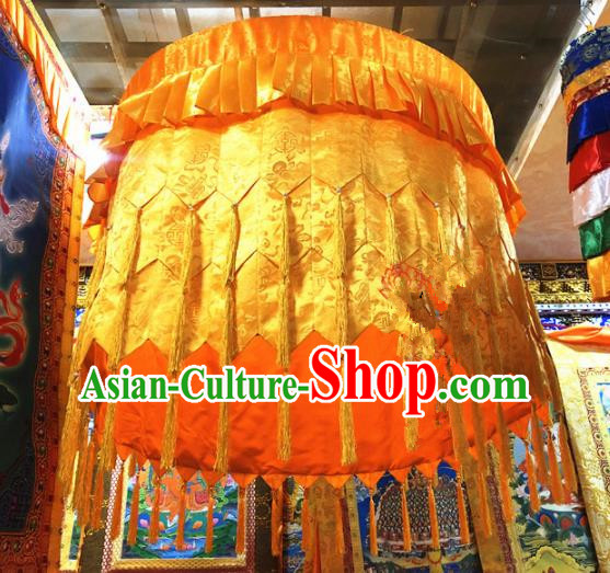 Chinese Traditional Buddhism Craft Chapel Decoration Vajrayana Buddhist Baldachin Golden Brocade Precious Umbrella