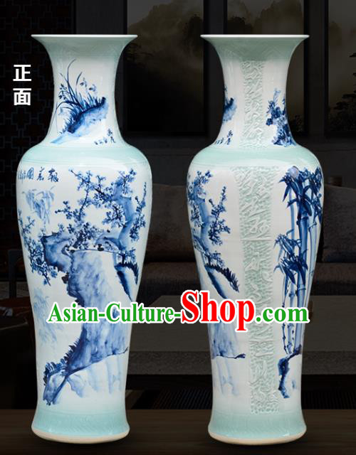 Chinese Traditional Printing Plum Blossom Bamboo Enamel Vase Jingdezhen Ceramic Handicraft