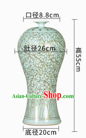 Chinese Jingdezhen Ceramic Enamel Celadon Glaze Vase Handicraft Traditional Porcelain Vase