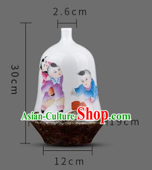 Chinese Jingdezhen Ceramic Craft Painting Boys Powder Enamel Vase Handicraft Traditional Porcelain Vase