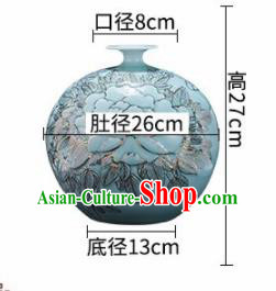 Chinese Jingdezhen Ceramic Craft Peony Pattern Enamel Pomegranate Vase Handicraft Traditional Porcelain Vase