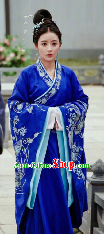 Drama Queen Dugu Chinese Traditional Ancient Hanfu Dress Sui Dynasty Princess Consort Embroidered Historical Costume and Headpiece for Women
