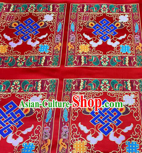 Chinese Traditional Buddhism Chinese Knot Pattern Red Brocade Silk Fabric Tibetan Robe Satin Fabric Asian Material