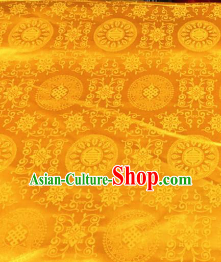 Chinese Traditional Buddhism Twine Pattern Golden Brocade Silk Fabric Tibetan Robe Satin Fabric Asian Material