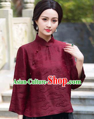 Chinese Traditional Upper Outer Garment National Costume Tang Suit Embroidered Red Blouse for Women