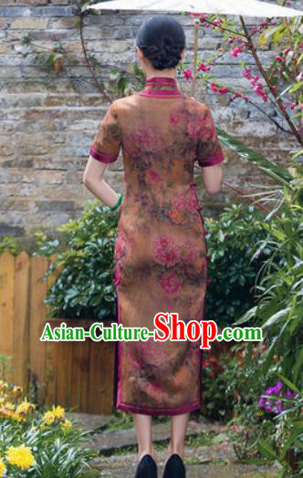 Chinese Traditional National Costume Tang Suit Silk Qipao Dress Cheongsam for Women
