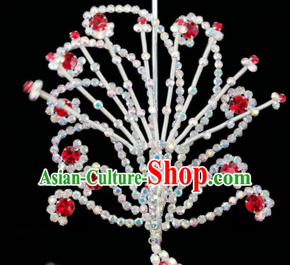 Chinese Ancient Princess Crystal Phoenix Hairpins Traditional Peking Opera Artiste Headwear for Women