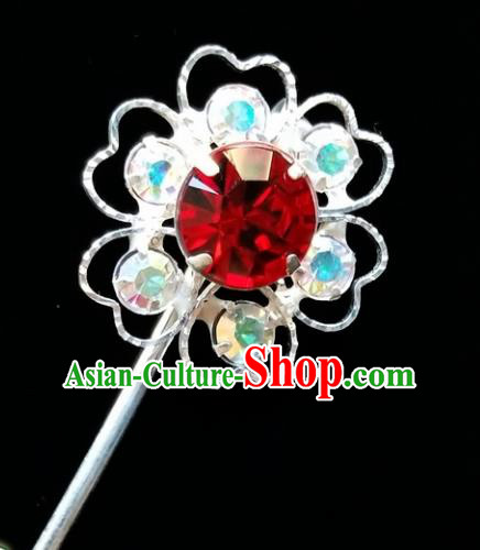 Chinese Ancient Princess Crystal Plum Blossom Hairpins Traditional Peking Opera Artiste Headwear for Women