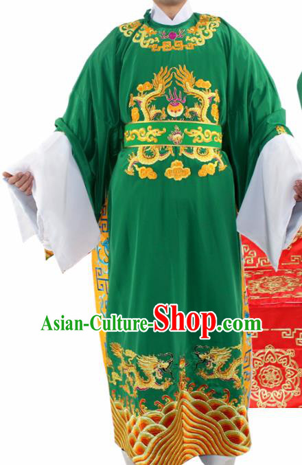 Chinese Ancient Number One Scholar Embroidered Green Robe Traditional Peking Opera Niche Costume for Men