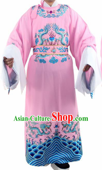 Chinese Ancient Number One Scholar Embroidered Pink Robe Traditional Peking Opera Niche Costume for Men