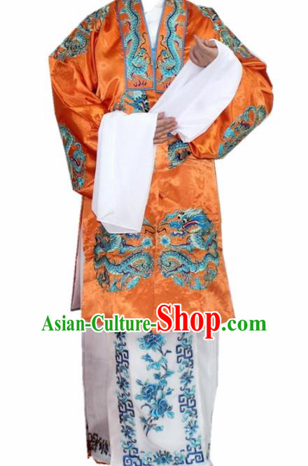 Chinese Ancient Old Lady Embroidered Orange Dress Traditional Peking Opera Dowager Countess Costume for Women
