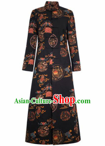 Chinese Traditional Tang Suit Printing Dust Coat National Costume Outer Garment for Women
