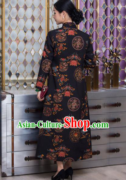 Chinese Traditional Tang Suit Printing Dust Coat National Costume Outer Garment for Women