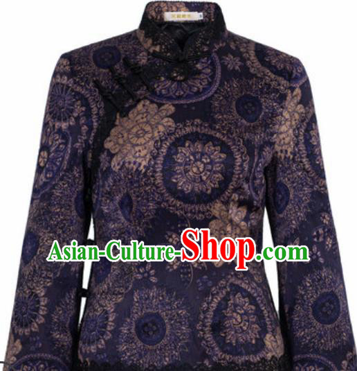 Chinese Traditional Tang Suit Upper Outer Garment Qipao Purple Blouse National Costume for Women