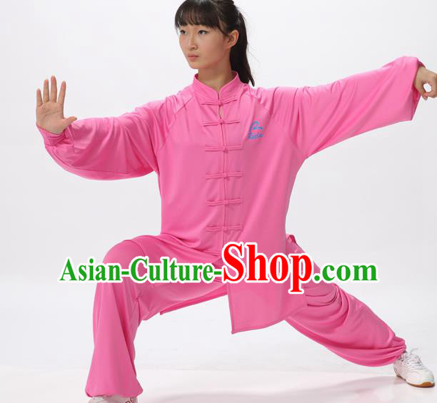 Chinese Traditional Kung Fu Competition Rosy Costume Martial Arts Tai Chi Clothing for Women
