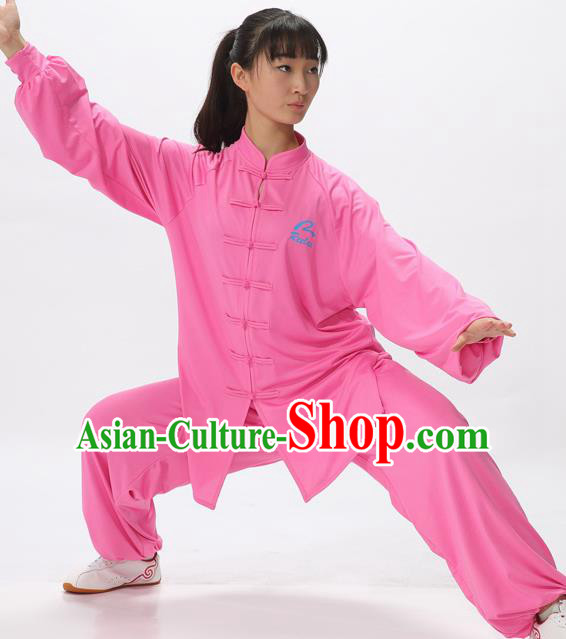 Chinese Traditional Kung Fu Competition Rosy Costume Martial Arts Tai Chi Clothing for Women