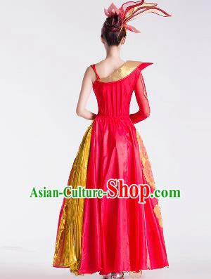Top Grade Chorus Opening Dance Red Dress Modern Dance Stage Performance Costume for Women