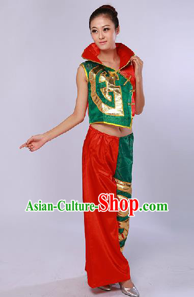 Chinese Traditional Drum Dance Red Clothing Folk Dance Stage Performance Clothing for Women