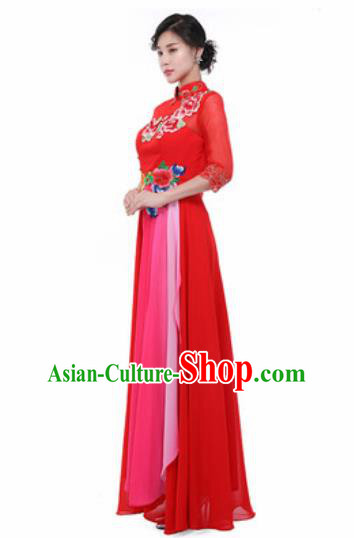 Chinese Traditional Classical Dance Costume Umbrella Dance Stage Performance Red Dress for Women
