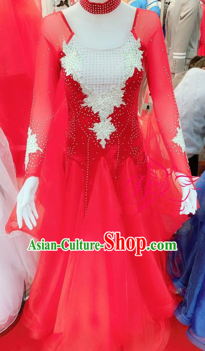 Chinese Traditional Chorus Opening Dance Red Dress Modern Dance Stage Performance Costume for Women