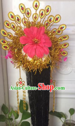 Chinese Traditional Beijing Opera Golden Phoenix Coronet Headwear Peking Opera Diva Hair Accessories for Kids