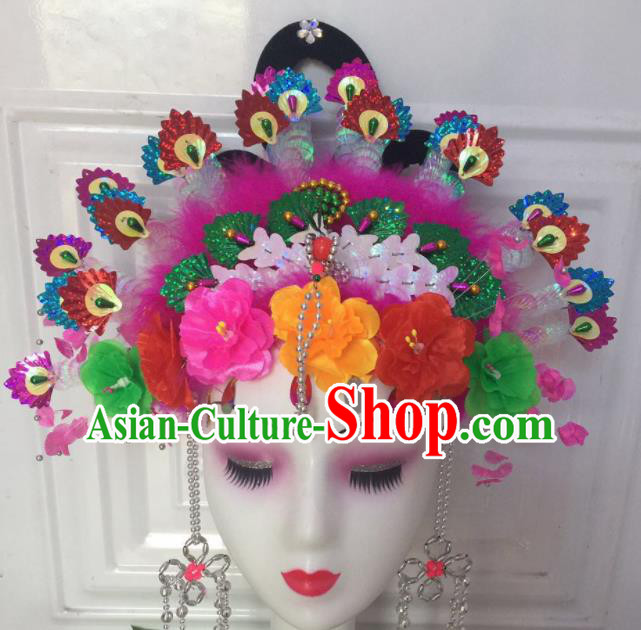 Chinese Traditional Beijing Opera Fairy Phoenix Coronet Headwear Peking Opera Diva Hair Accessories for Kids