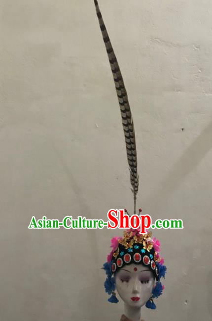 Chinese Traditional Beijing Opera Feather Headwear Peking Opera Diva Hair Accessories for Women